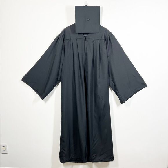 Oak Hall GreenWeaver Black Graduation Commencement Cap Gown Zipper Fit 6'6"-6'8" - Picture 11 of 11